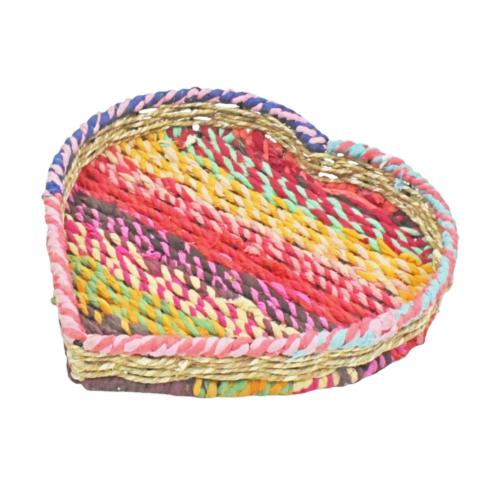 Tray Recycled Fabric Heart 29 x 27 x 5cm