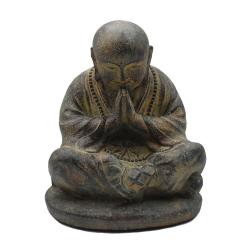 Shaolin Monk Sitting Praying, sandstone 22cm height