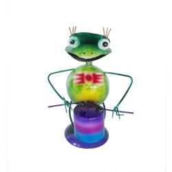 Frog Drummer Metal 15x13x22cm