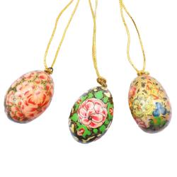 Hanging Egg Decoration Floral Assorted Papier Maché 7cm