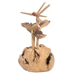 Handcrafted Wooden Dragonfly on Woodland Toadstools