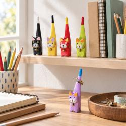 Box of 60 Cats Albesia Wood Assorted Colours