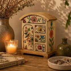 Chest of Drawers Handpainted Wood Storage Cabinet 20x13x26cm