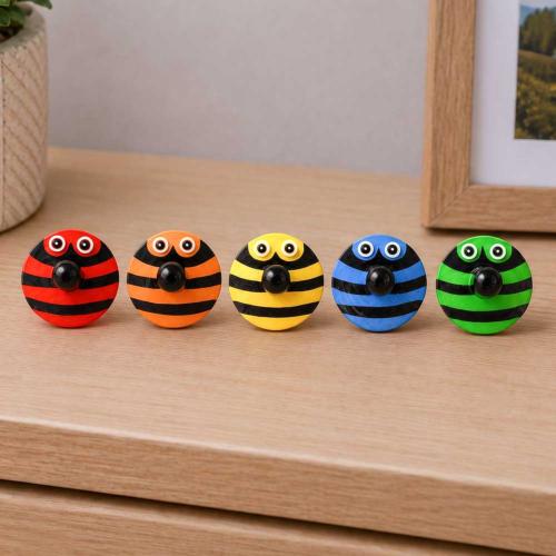 Handcrafted Striped Bug Spinning Top – Assorted Colours