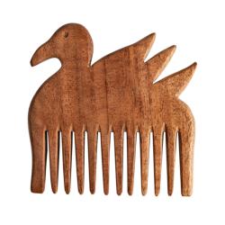Neem wood swan-shaped comb, 8 x 8cm