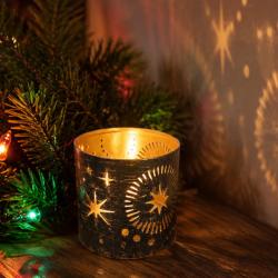Tealight Holder Metal Black Starry Night 6 x 6cm