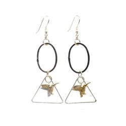 Earrings Hummingbird in Triangle