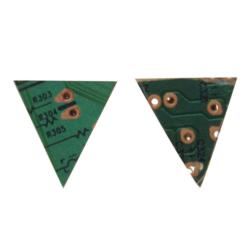 Stud earrings, recycled circuit board triangle