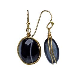 Earrings single drop onyx