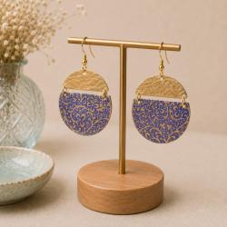 Earrings Brass and Lavender Floral