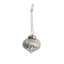 Hanging Tree Decoration Glass Swirly Silver Colour