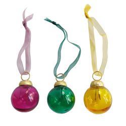 Box of 9 Glass Tree Decorations Round - Assorted Colours