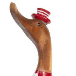 Duck Red with Hearts Bamboo Root 44cm