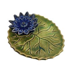 Incense holder / ashcatcher ceramic lotus blue 10 x 12cm