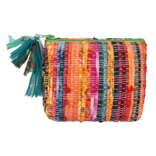 Rag Chindi Pouch Bag Recycled Sari 23 x 6 x 15cm