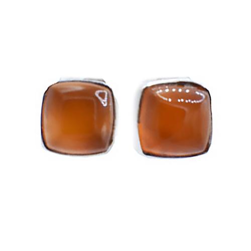 Ear Studs, Square, Carnelian Onyx