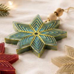 Hanging Christmas Decoration Light Blue Paper Star
