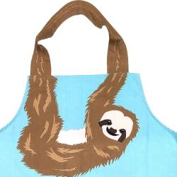 Apron, cotton, sloth design, one-size to fit adult