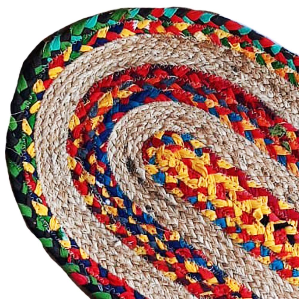 Rug/doormat, recycled cotton & jute heart multi coloured 45x60cm