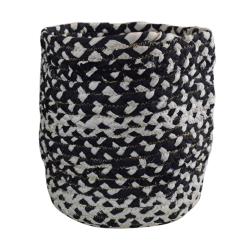 Basket plaited recycled textiles, black and white 26 x 26cm