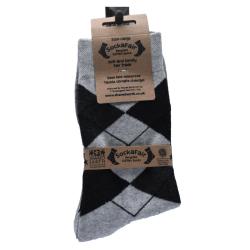 Socks Recycled Cotton / Polyester Argyle Light Grey Black Shoe Size UK 7-11 Mens