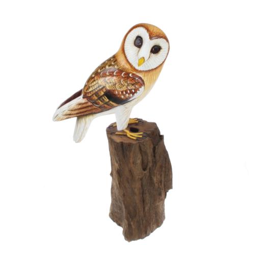 Barn owl on tree trunk 32cm