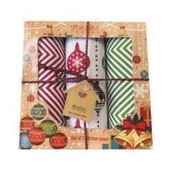 3 Christmas Tea Towels Gift Set Bauble Recycled Cotton