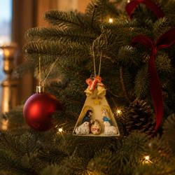 Mini Traditional Ceramic Nativity Ornament 5.3 × 1.8 × 6.7cm