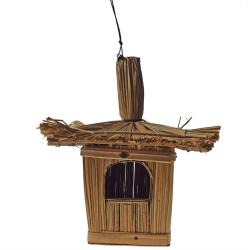 Cogon grass hanging bird house, square