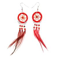 Dreamcatcher earrings, red