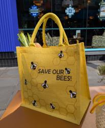 Jute shopping bag, yellow Save Our Bees