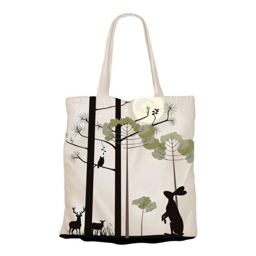 Tote Bag Recycled Cotton Hare and Moon 36 x 40cm