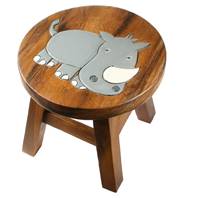 Child's wooden stool, rhinoceros 