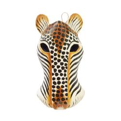 Mask Albesia Wood Big Cat Black Spots on White 20cm