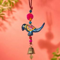 Bird Hanging with Bell Recycled Plastic Blue