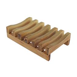 Soap dish hand carved bamboo with seven shaped bars 11 x 6.5 x 2.5cm