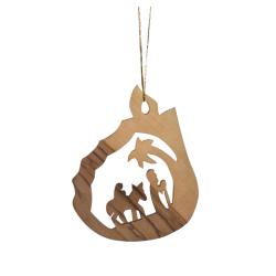 Hanging Christmas decoration, olive wood, Mary and Joseph 6 x 7cm
