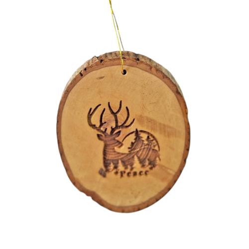 Hanging Christmas Decoration Olive Wood Reindeer Peace