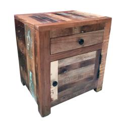Bedside Cabinet Retro Recycled Wood