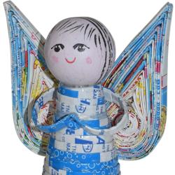 Angel hanging decoration, recycled magazine paper 11cm