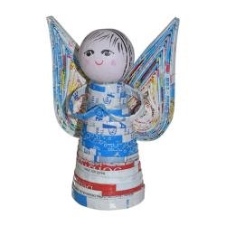 Angel hanging decoration, recycled magazine paper 11cm