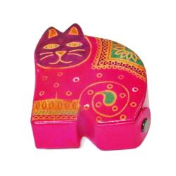 Set of 3 leather money boxes cat 11.5cm height