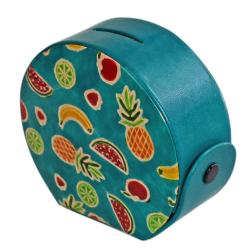 Leather money box fruits design 11.5 x 10.5 x 5cm