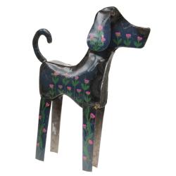 Dog, recycled oil drum