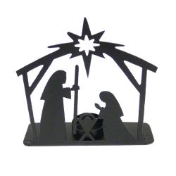 T-lite holder Nativity scene, part recycled metal 15.5 x 4.5 x 15.5cm
