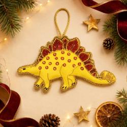 Hanging Decoration Embroidered Stegosaurus Yellow