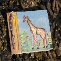 Notebook, sand painting, giraffe, 19x19cm