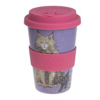 Reusable travel cup, biodegradable, feline fun