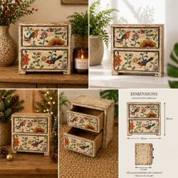 Mini Chest of Drawers Handpainted Trinket Storage 19x11x20cm