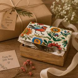 Trinket Box Hand Painted Wood Jewellery Storage 15x10x6cm